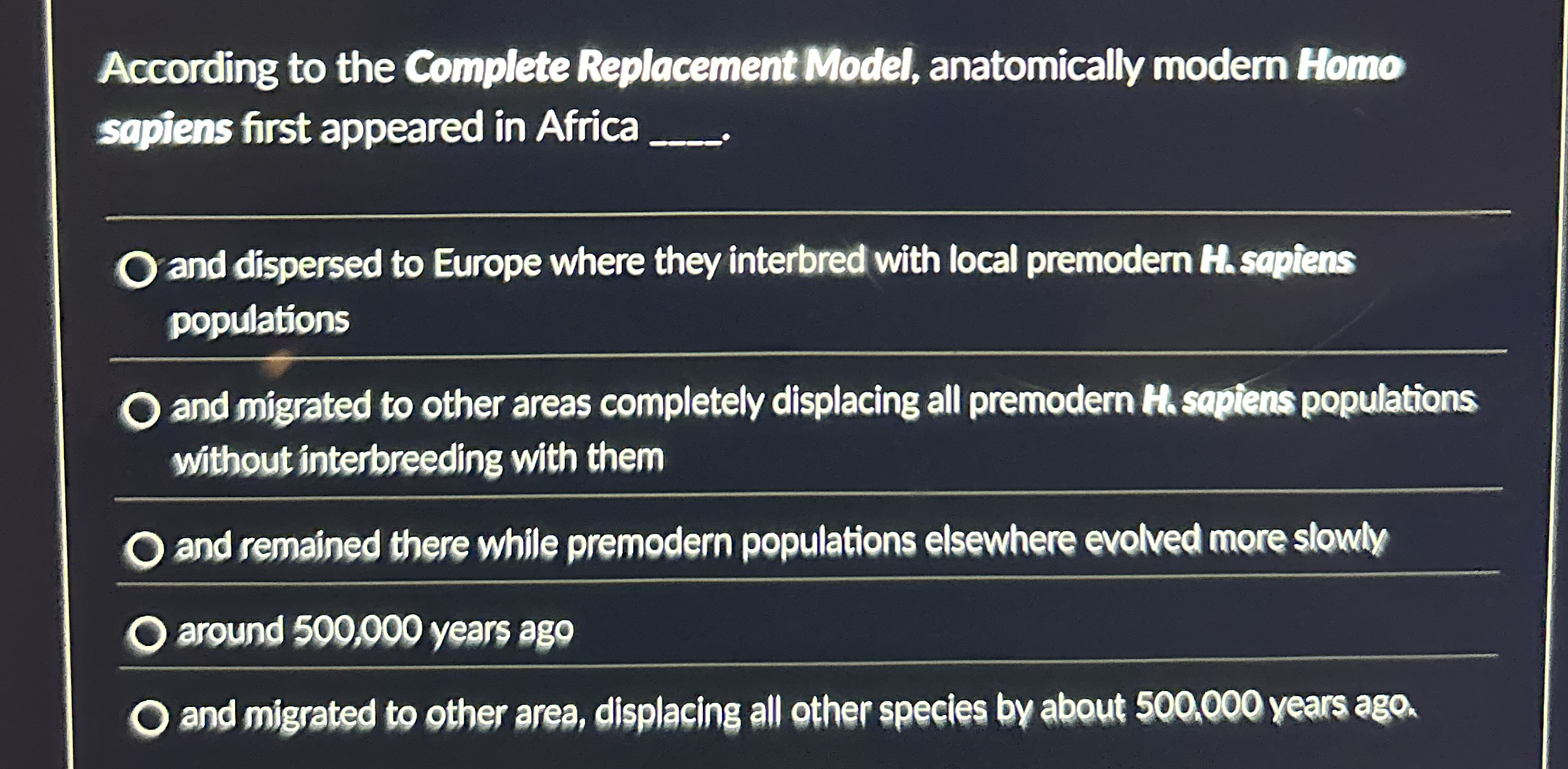 Solved According to the Complete Replacement Model, | Chegg.com