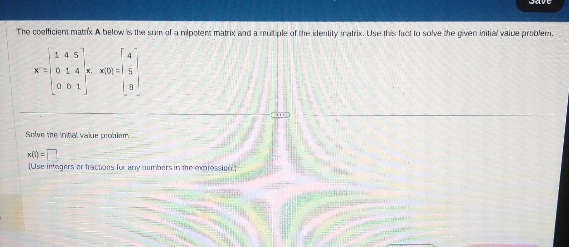 solved-the-coefficient-matrix-a-below-is-the-sum-of-a-chegg