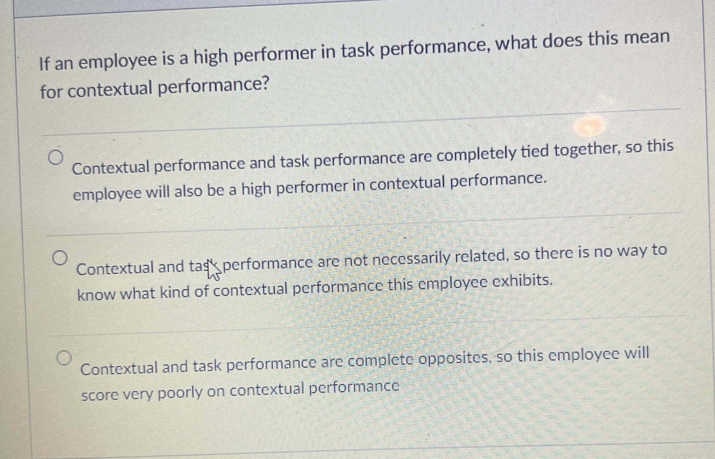Solved If an employee is a high performer in task | Chegg.com