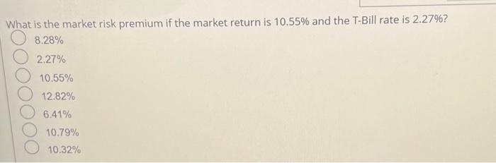Solved What is the market risk premium if the market return | Chegg.com