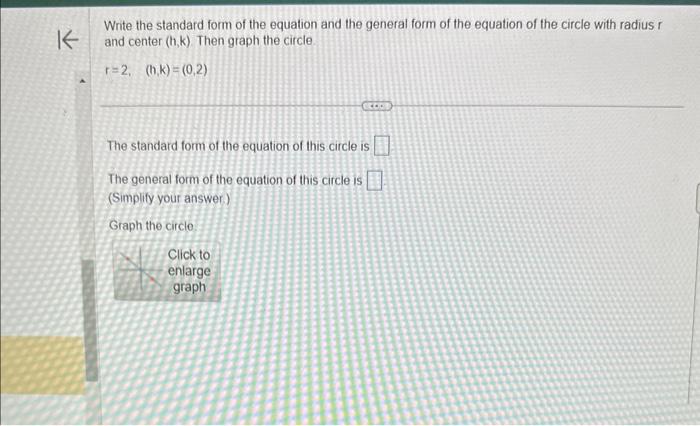 Solved Write the standard form of the equation and the | Chegg.com