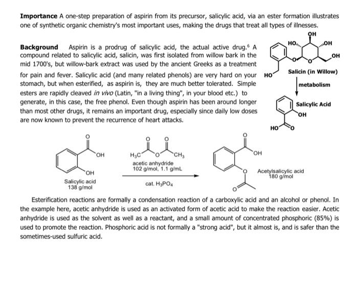 Solved 1 Which Reactant Salicylic Acid Or Acetic