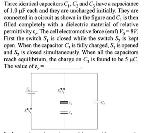 Solved Three Identical Capacitors C1,C2 And C3 Have A | Chegg.com