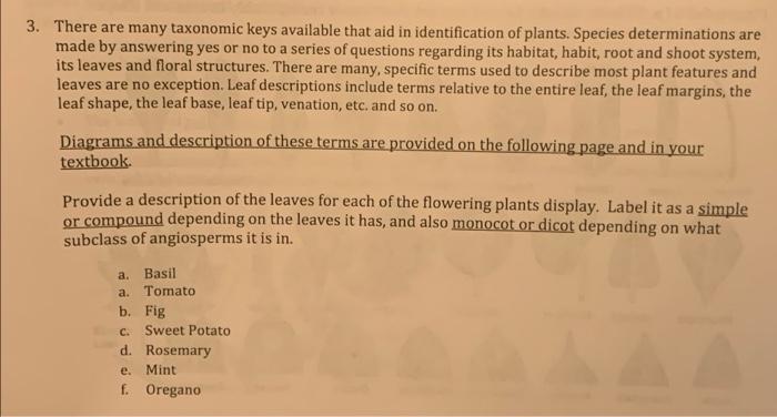 Solved 3. There are many taxonomic keys available that aid Chegg