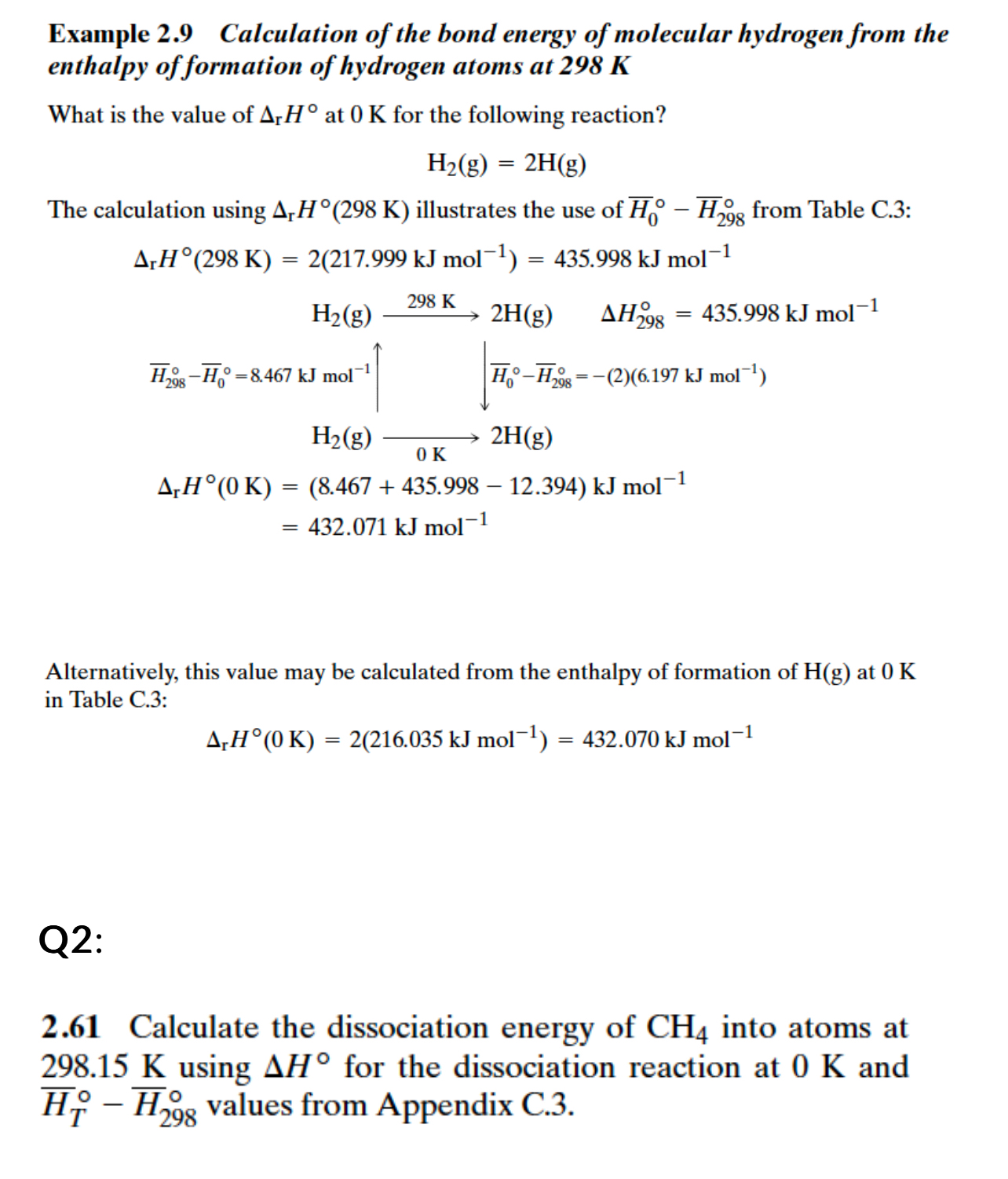Example 2.9 ﻿Calculation of the bond energy of