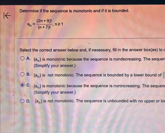 Solved Determine If The Sequence Is Monotonic And If It Is 9821