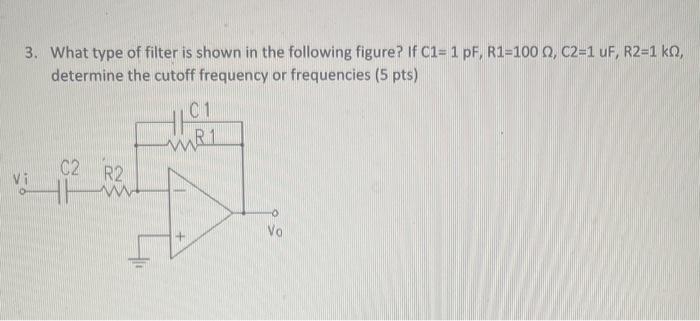 Solved 3. What type of filter is shown in the following | Chegg.com