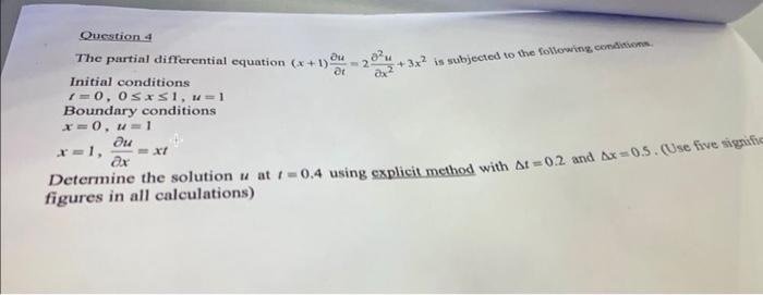 Solved Question 4 The Partial Differential Equation Chegg