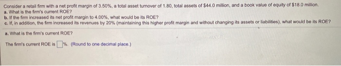 Solved Consider a retail firm with a net profit margin of | Chegg.com