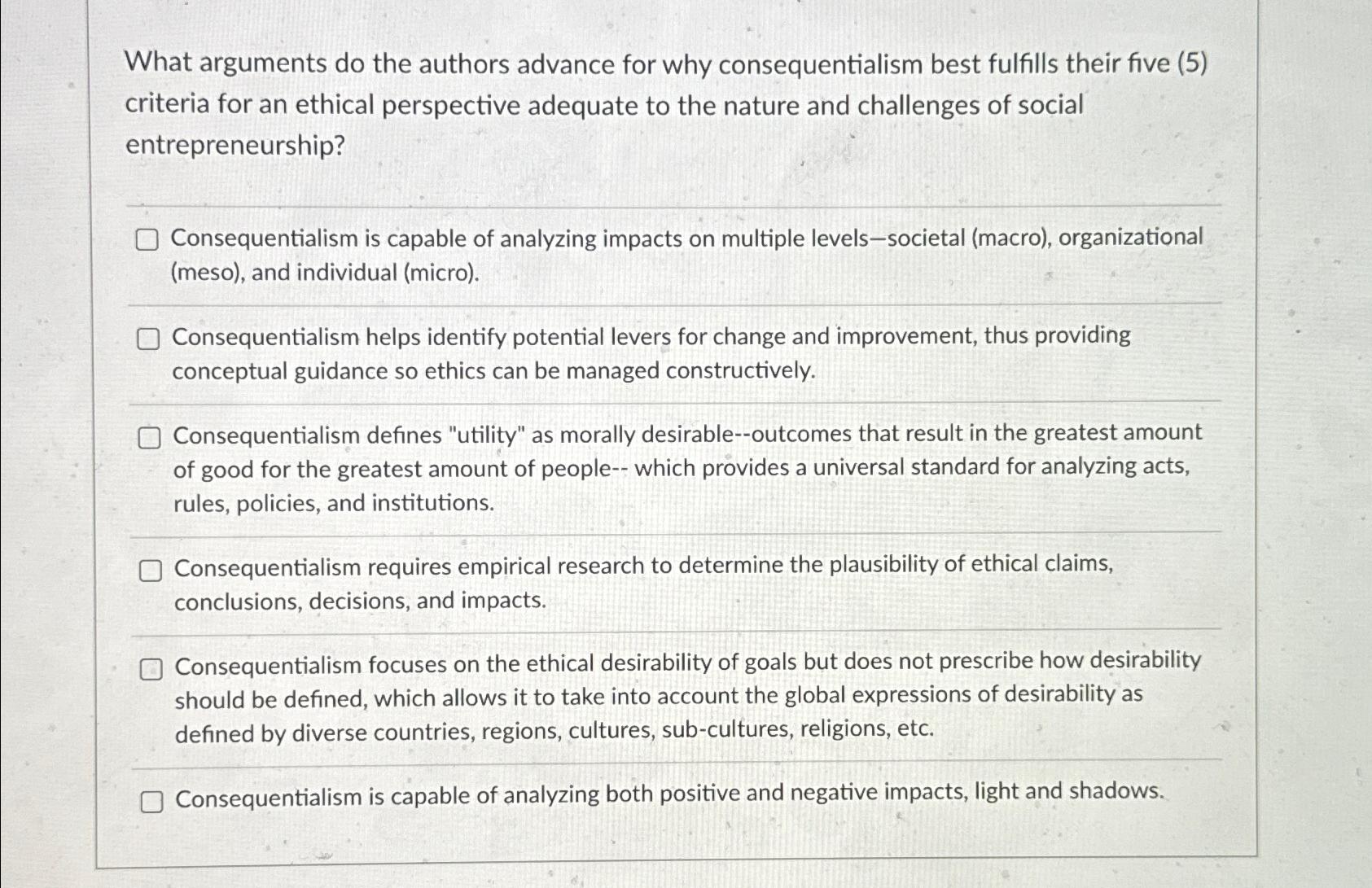 Solved What arguments do the authors advance for why | Chegg.com