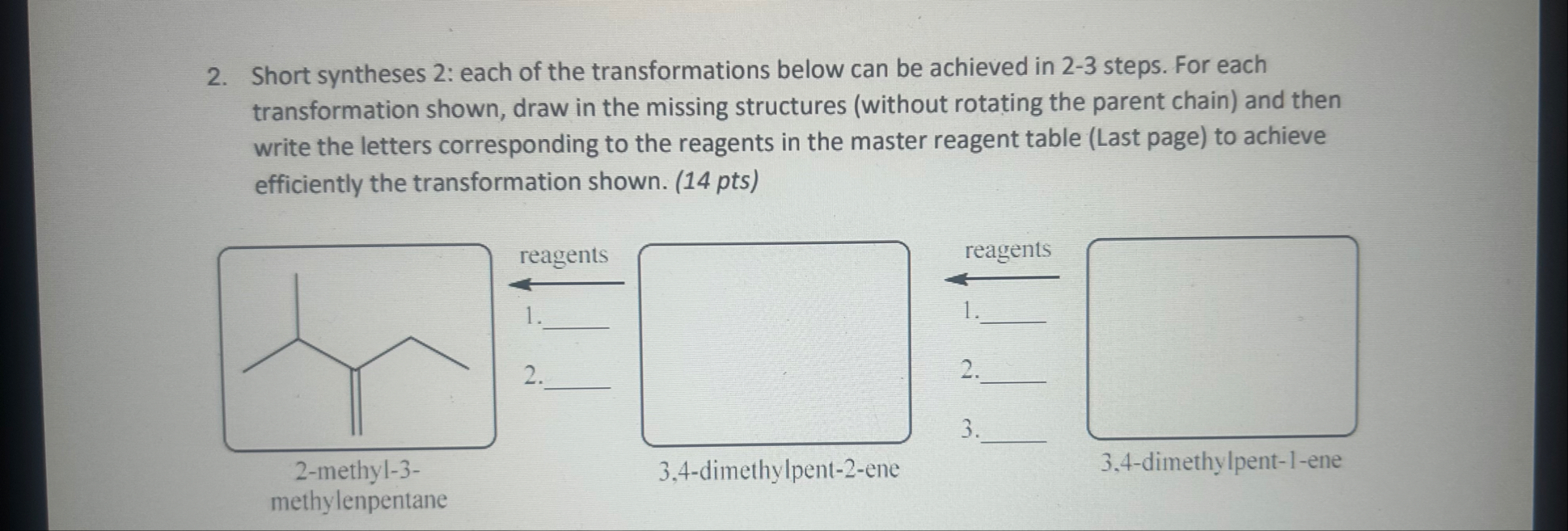 Solved Short syntheses 2: each of the transformations below | Chegg.com
