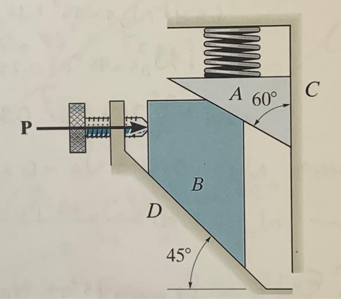 Solved To move wedge B towards the right, a force of 6kN, | Chegg.com