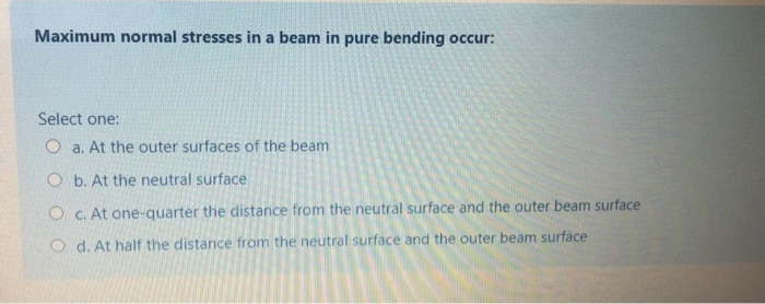 Solved Maximum normal stresses in a beam in pure bending | Chegg.com