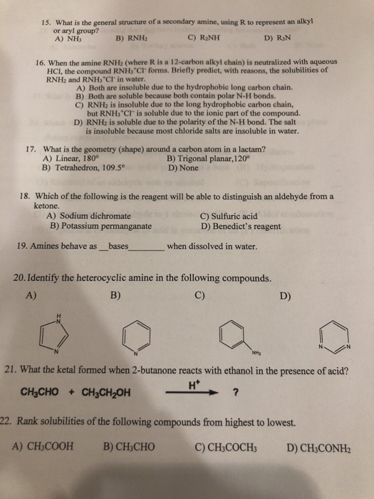 Solved 15. What Is The General Structure Of A Secondary | Chegg.com Solved 15. What Is The General Structure Of A Secondary | Chegg.com
