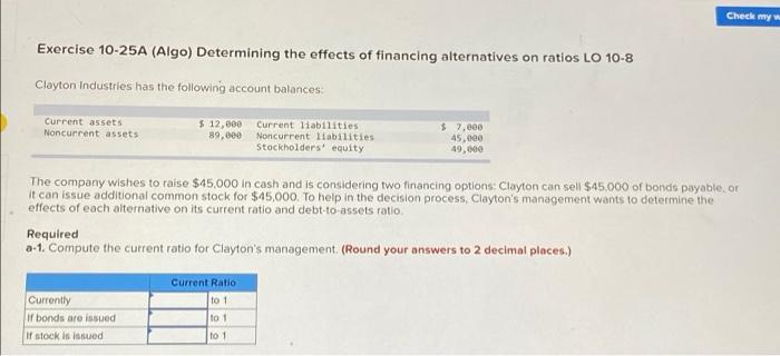 Solved Exercise 10-25A (Algo) Determining the effects of | Chegg.com