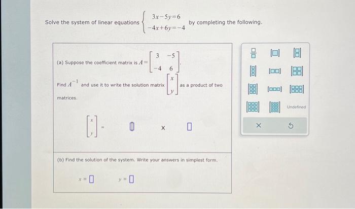 Solved Solve The System Of Linear Equations | Chegg.com