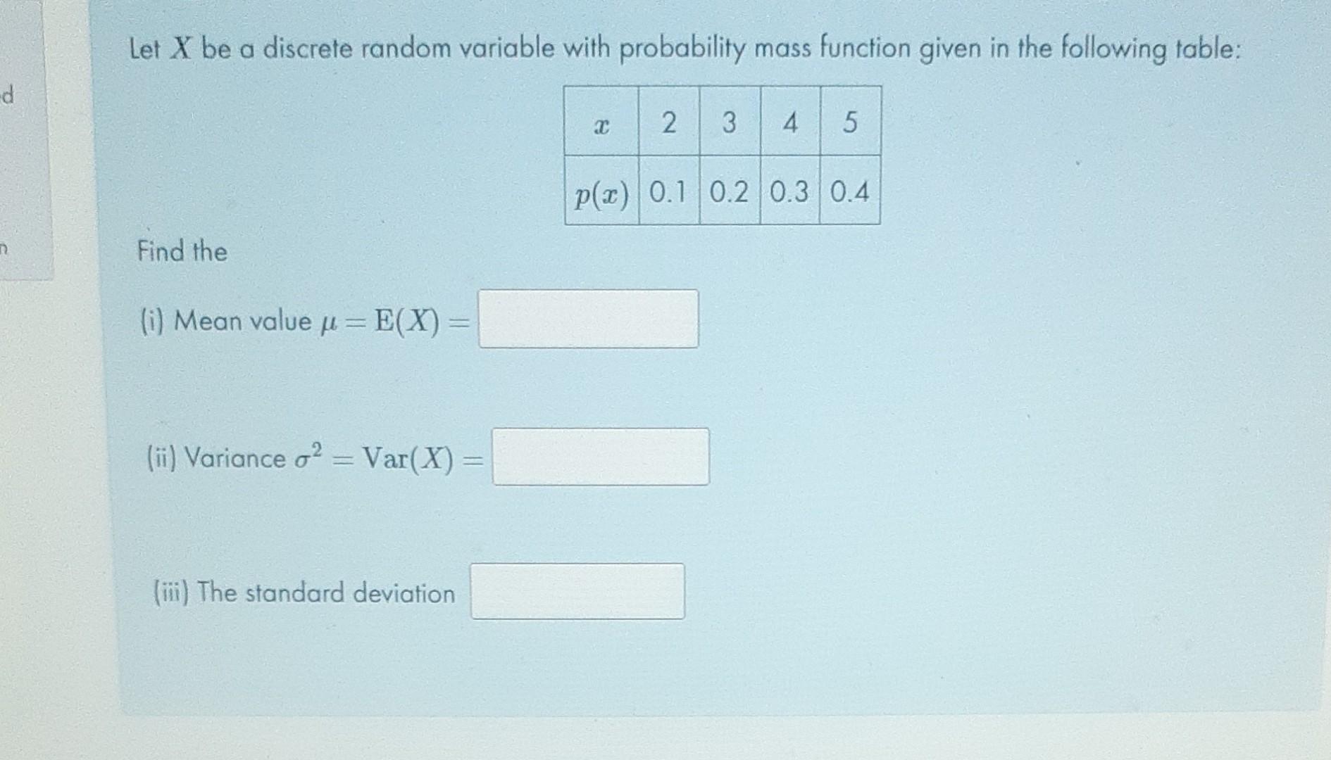 Solved Let X Be A Discrete Random Variable With Probability | Chegg.com