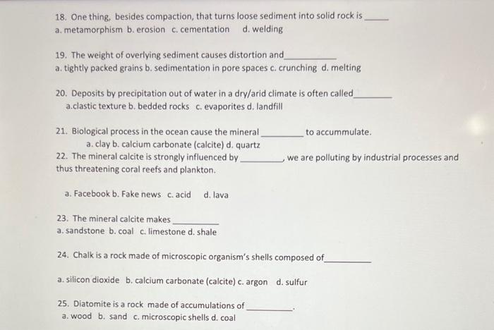 Solved Your name Earth Revealed 17. Sedimentary Rocks: The | Chegg.com
