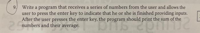 Solved Write a program that receives a series of numbers | Chegg.com