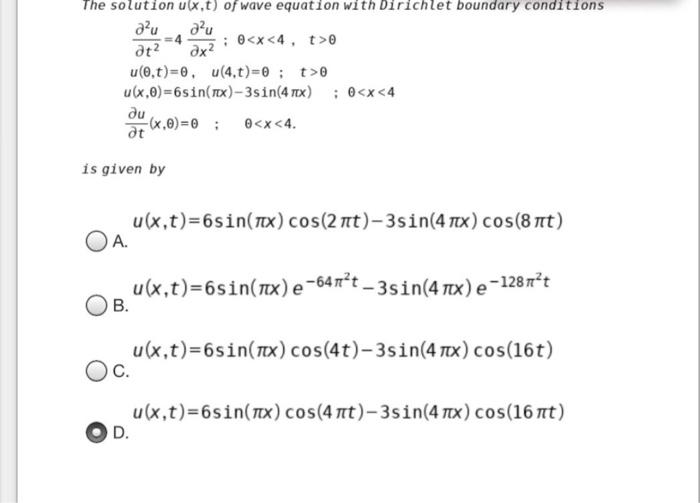 Solved Ox? The solution ux.t) of wave equation with | Chegg.com