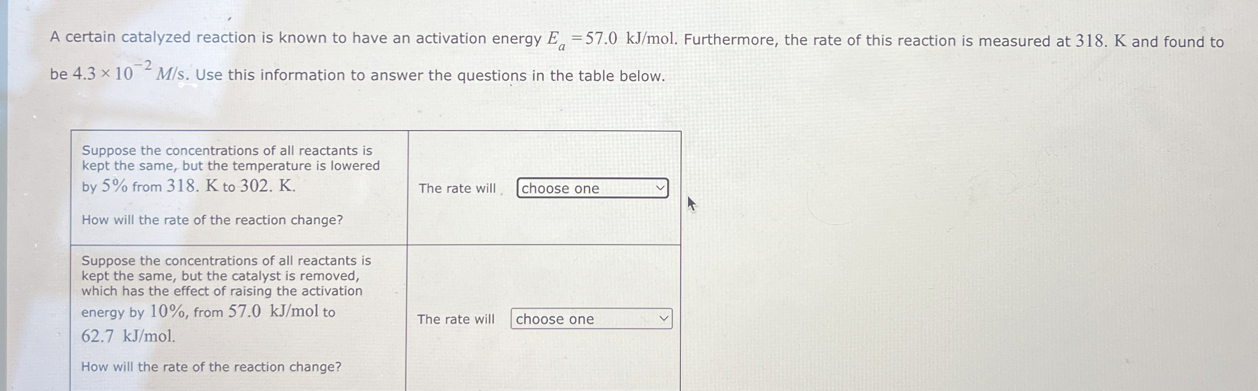 Solved A certain catalyzed reaction is known to have an | Chegg.com
