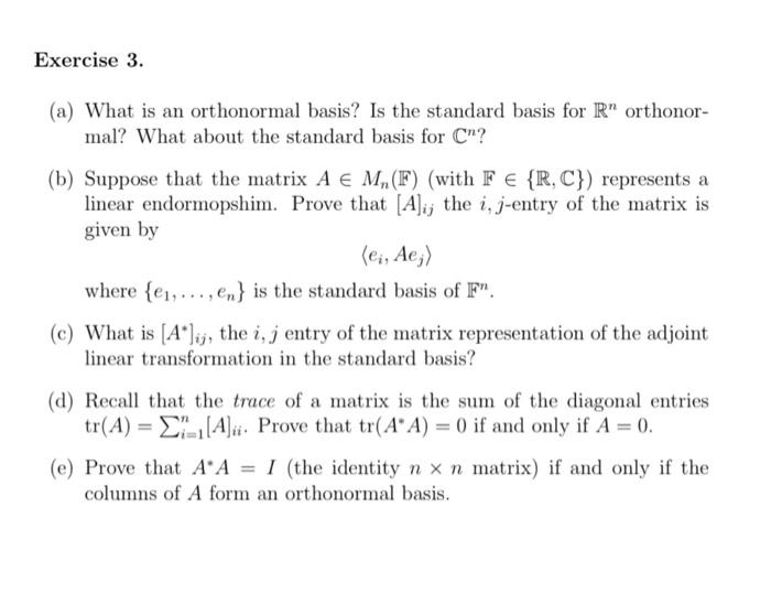 Solved Exercise 3 A What Is An Orthonormal Basis Is The Chegg Com