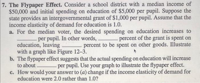Solved 7. The Flypaper Effect. Consider a school district | Chegg.com