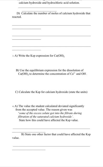 experiment 17 solubility of calcium hydroxide