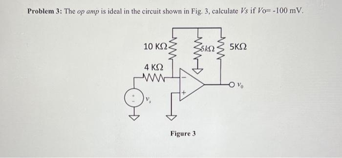 Solved Problem 3: The op amp is ideal in the circuit shown | Chegg.com