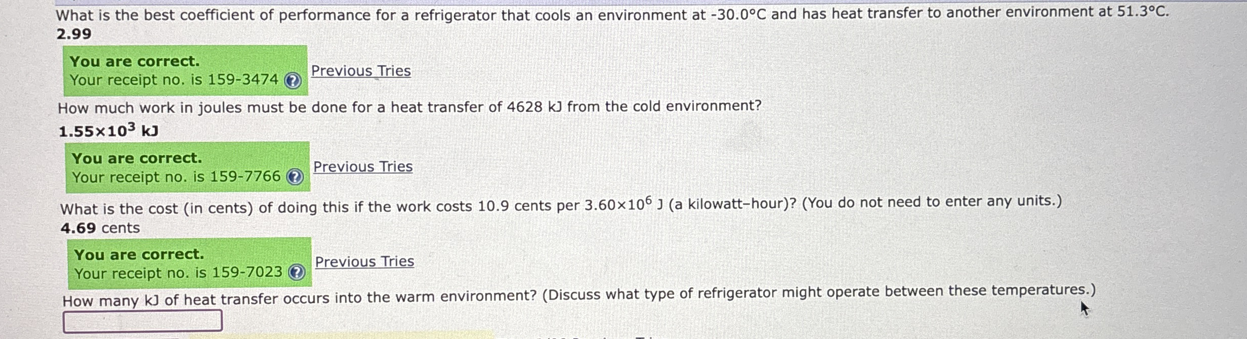 Solved What Is The Best Coefficient Of Performance For A Chegg Com