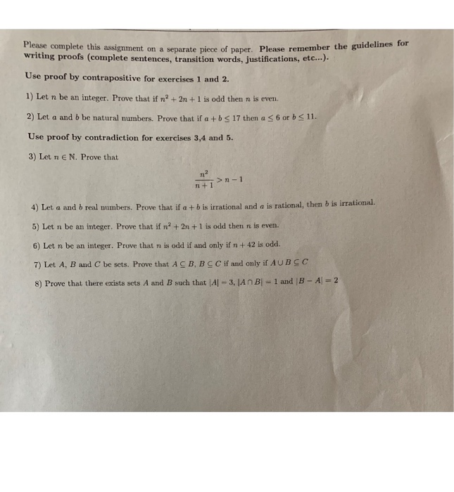 Solved Please complete this assignment on a separate piece | Chegg.com