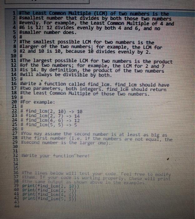 Solved 1 The Least Common Multiple (LCM) of two numbers is