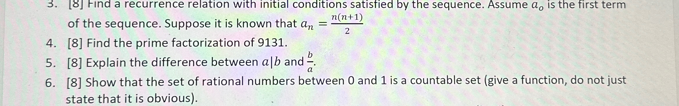 Solved [3] ﻿Find a recurrence relation with initial | Chegg.com