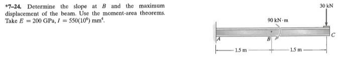 Solved *7-24. Determine the slope at B and the maximum | Chegg.com