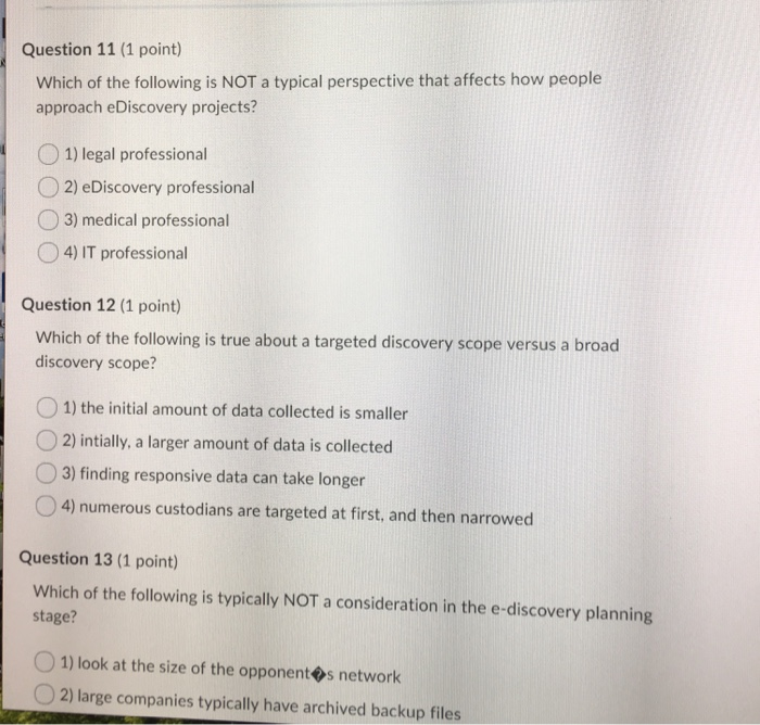 Solved Question 11 (1 point) Which of the following is NOT a | Chegg.com