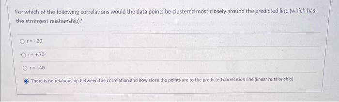Solved For which of the following correlations would the | Chegg.com