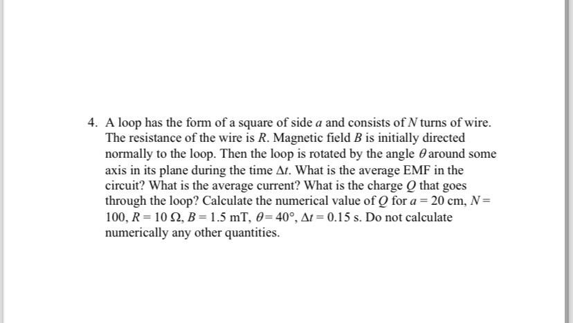 Solved A loop has the form of a square of side a and | Chegg.com