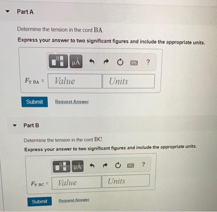 Solved Find the tension in the two cords shown in (Figure | Chegg.com