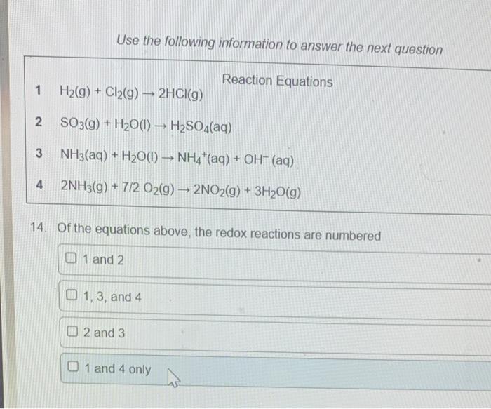 Solved Use the following information to answer the next | Chegg.com