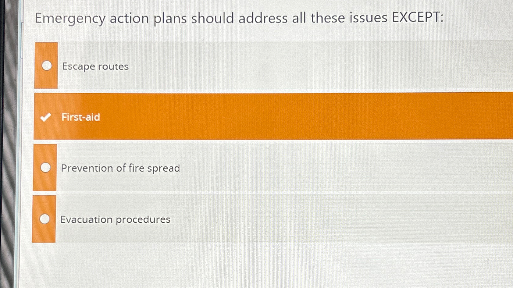 emergency action plans should include all of the following except