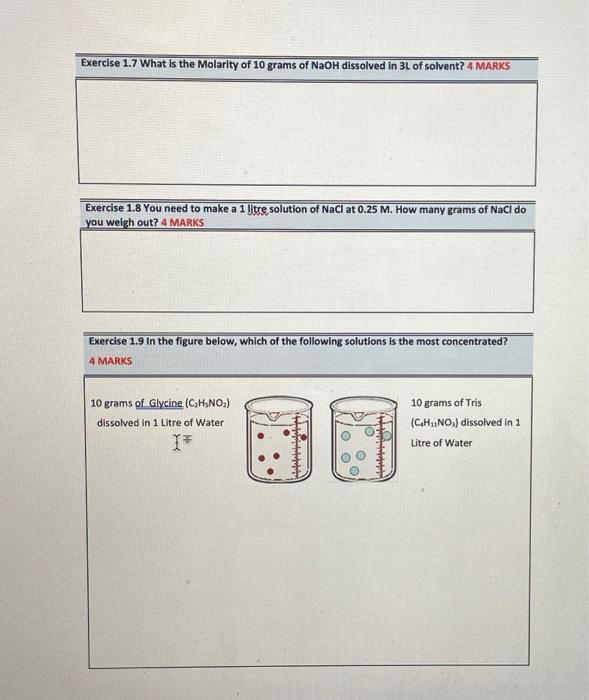 Solved Exercise 1.7 What is the Molarity of 10 grams of NaOH | Chegg.com