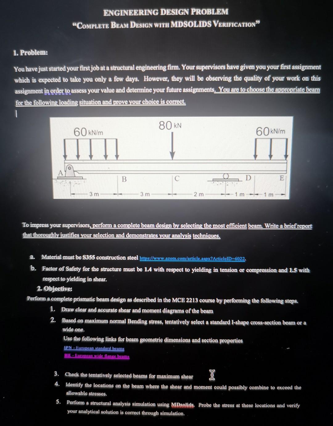 Solved ENGINEERING DESIGN PROBLEM 