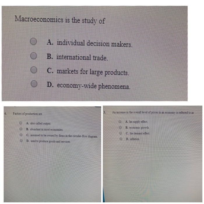 Solved Macroeconomics Is The Study Of O A. Individual | Chegg.com