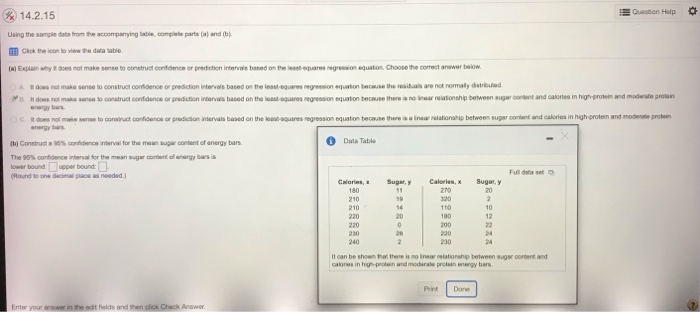 Solved Question Help * 14.2.15 Using the sample data from | Chegg.com