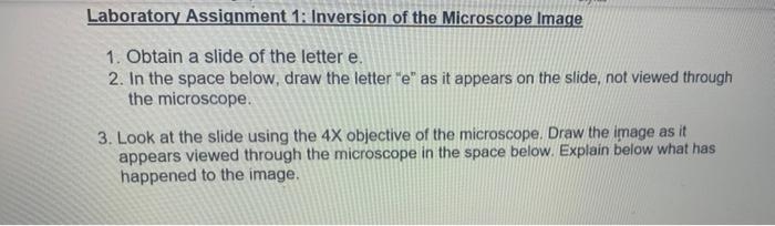 Solved Laboratory Assignment 1: Inversion of the Microscope | Chegg.com