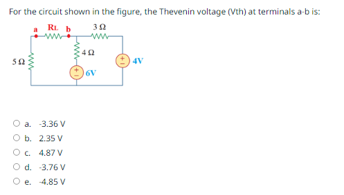 Solved For the circuit shown in the figure, the Thevenin | Chegg.com