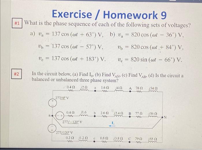 Solved What is the phase sequence of each of the following | Chegg.com