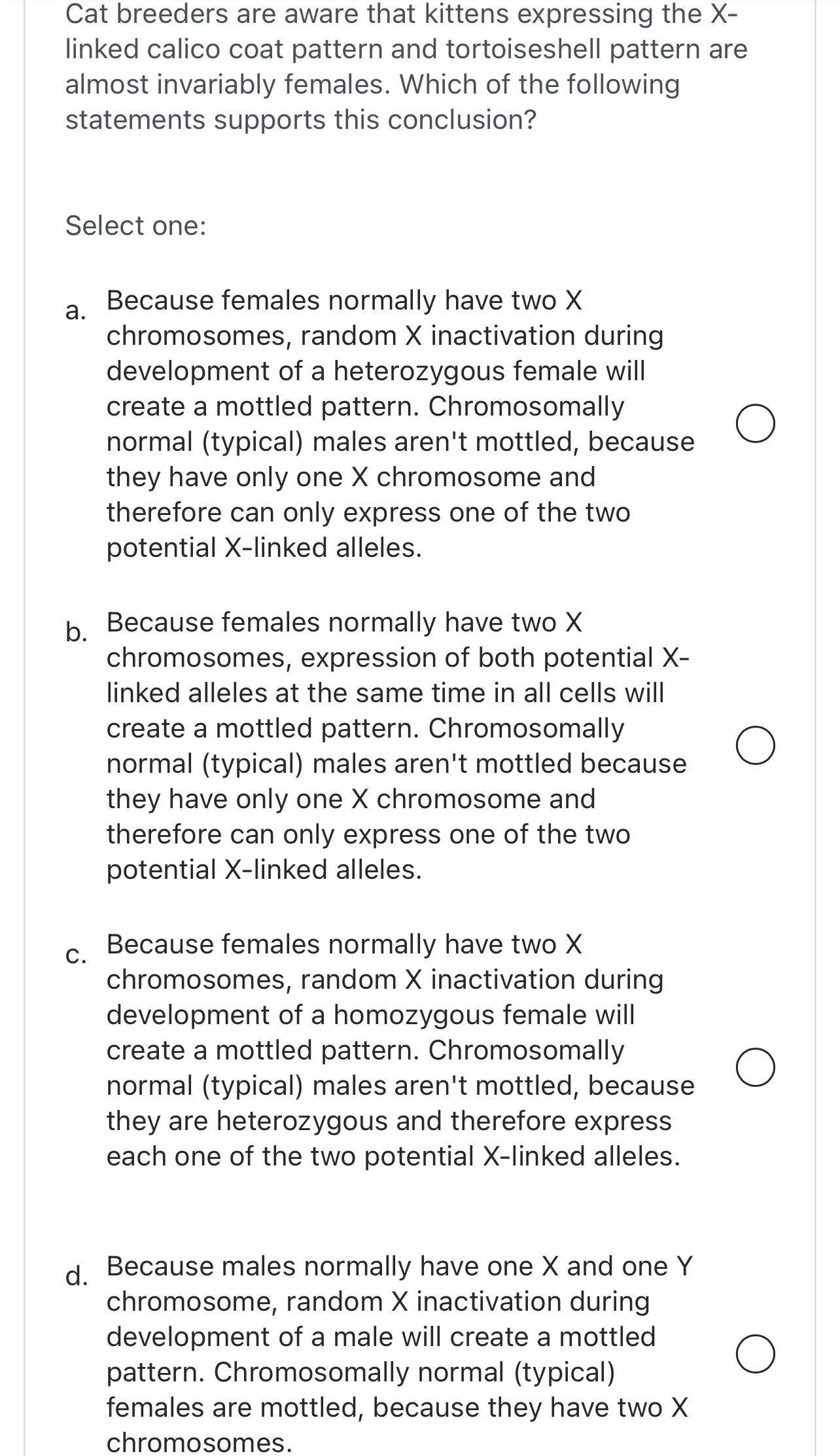 Solved Cat breeders are aware that kittens expressing the x | Chegg.com