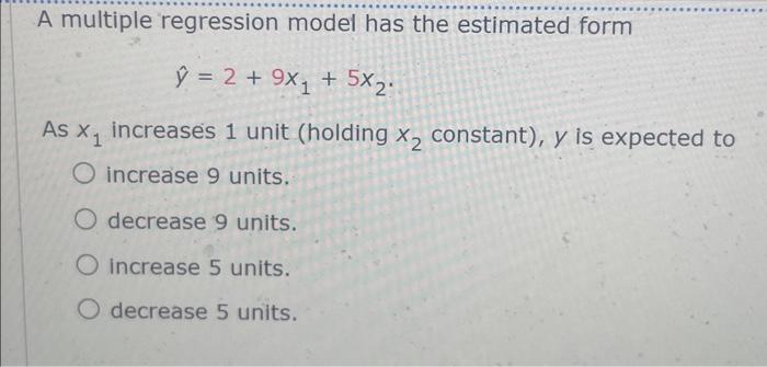 Solved A multiple regression model has the estimated form | Chegg.com
