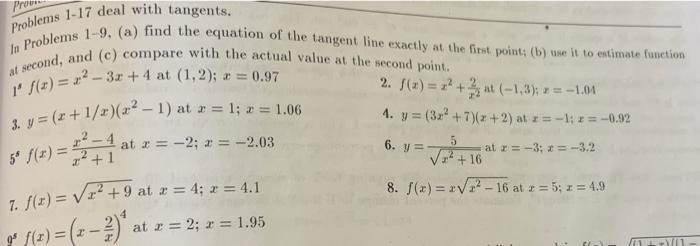 Solved Problems 1-17 deal with tangents. In Problems 1-9. | Chegg.com